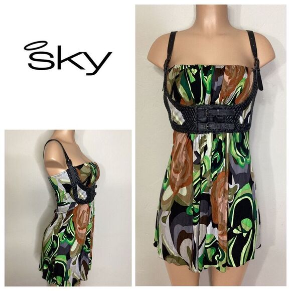 Sky Dresses & Skirts - New. SKY silk and leather dress. Size L. Retails $215